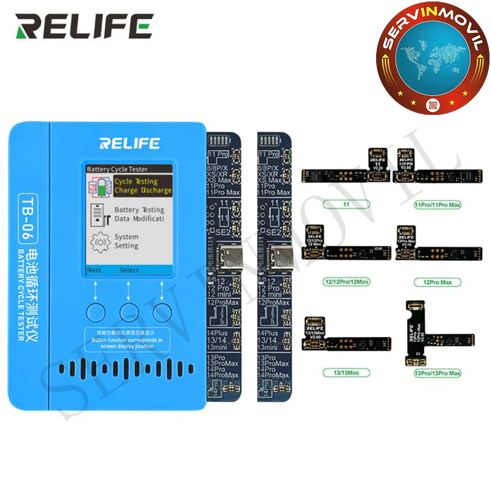 

RELIFE TB-06 Battery Cycle Tester Flex Cable Re-modify Phone Battery Health information for IPhone8~14 Promax Battery Read Write