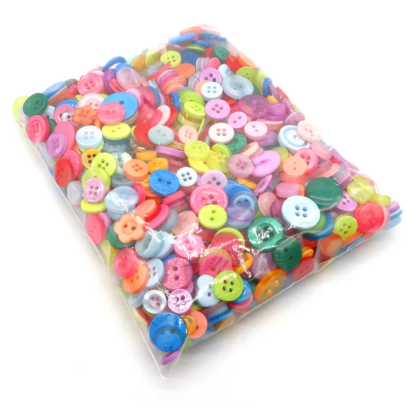 100PCS Colorful Mixed Resin Buttons Rotundity Household Handmade DIY Sewing Supplies Clothing Accessories Material Bags TMZ