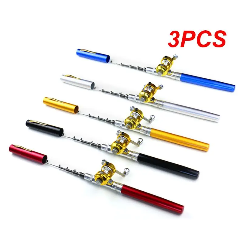 

3PCS Mini Fishing Rod Portable Pocket Telescopic Pole Pen Shape Folded Fishing Rod With Reel Wheel For Outdoor River Lake