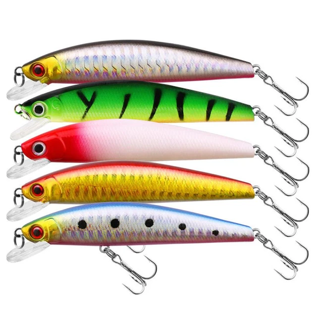 8cm/7g Minnow Fishing Lures With 2 Barbed Treble Hooks Fishing