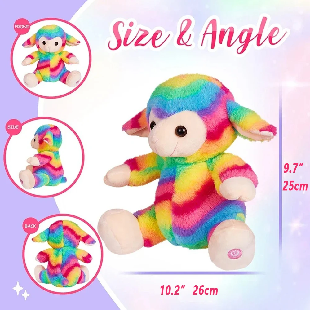 Plush Toys 26cm LED Glowing Rainbow Sheep Stuffed Animals for Girls
