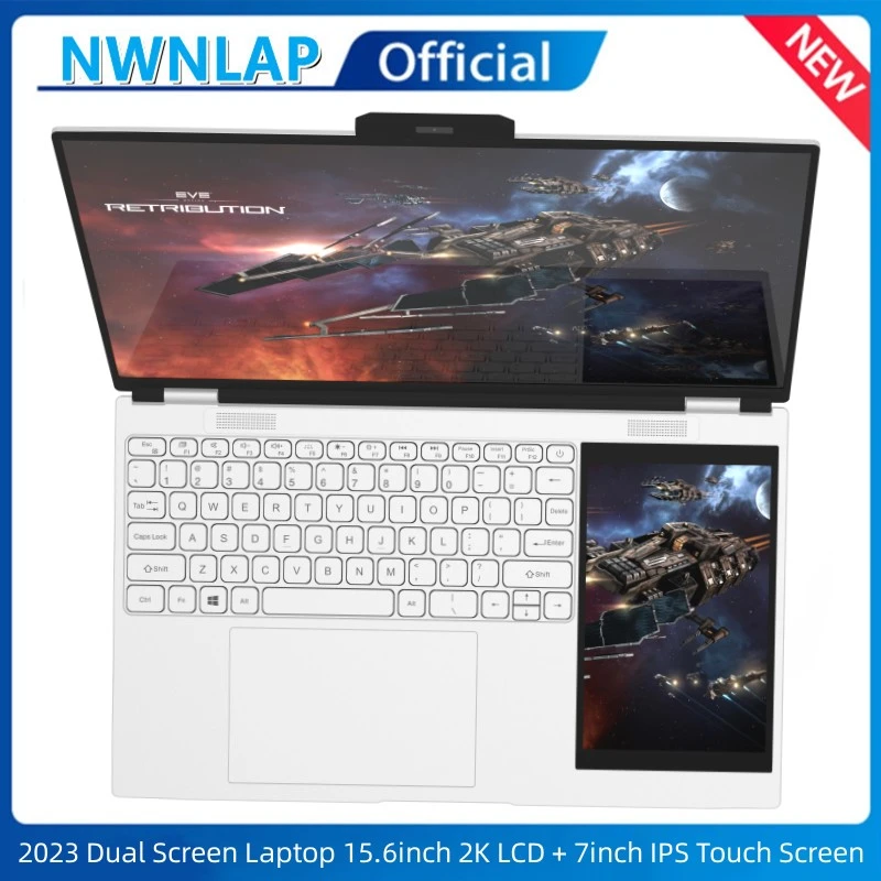 Laptop Gaming Dual Screen, 15.6 polegadas, 2K IPS, 7 polegadas, Touch