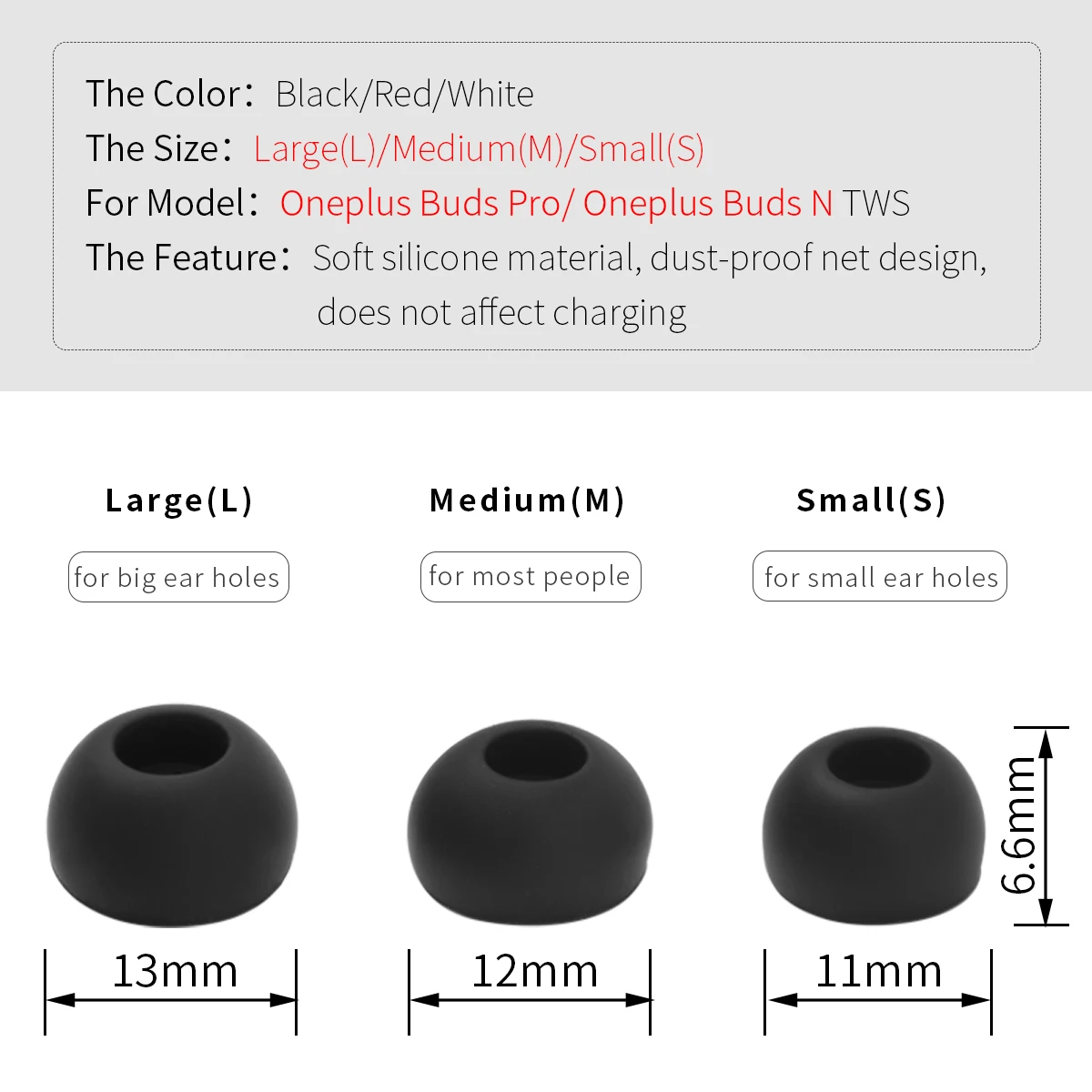 High Quality Silicone Ear Tips for Oneplus Buds Pro TWS Eartips Buds N Ture Wireless Active Noise Reduction Earbuds Tips