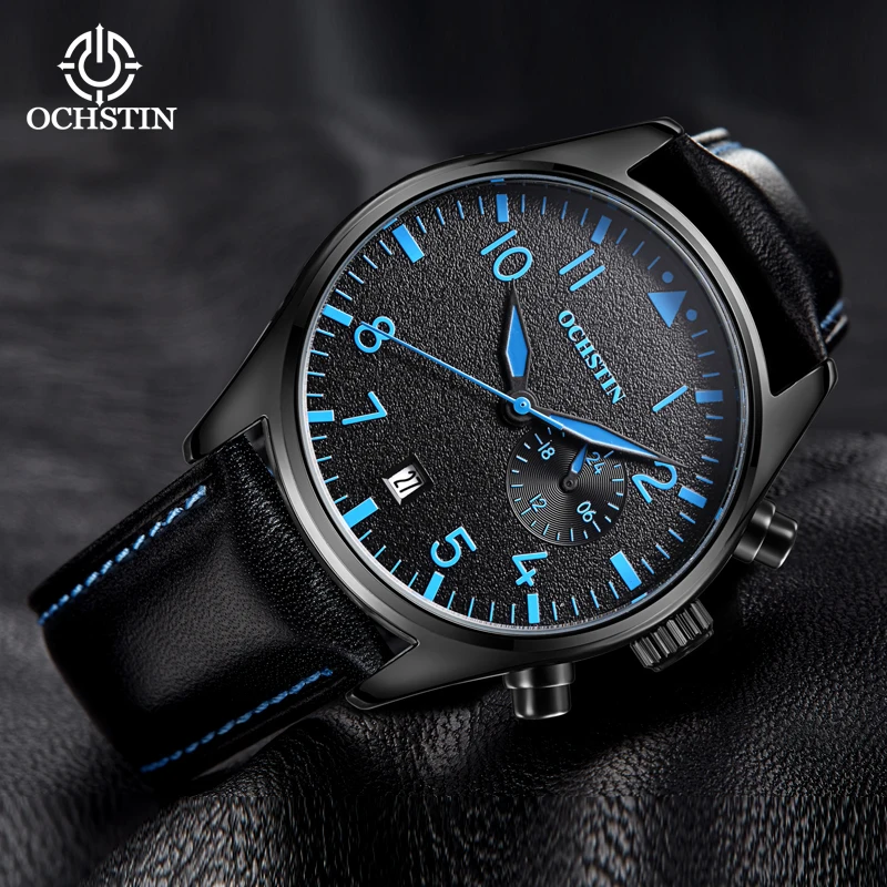 OCHSTIN New 2024 Business Light Luxury Pilot Series Men's Waterproof Watch Multifunction Quartz Movement Men's Quartz Watch