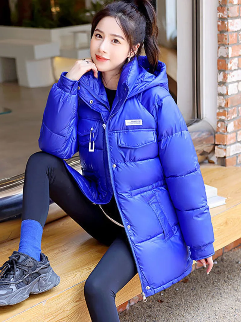 

Новинка 2022, зимние свободные пуховые куртки из хлопка, Женское пальто, корейское Стеганое пальто с капюшоном, женская Стильная утепленная верхняя одежда, женские топы