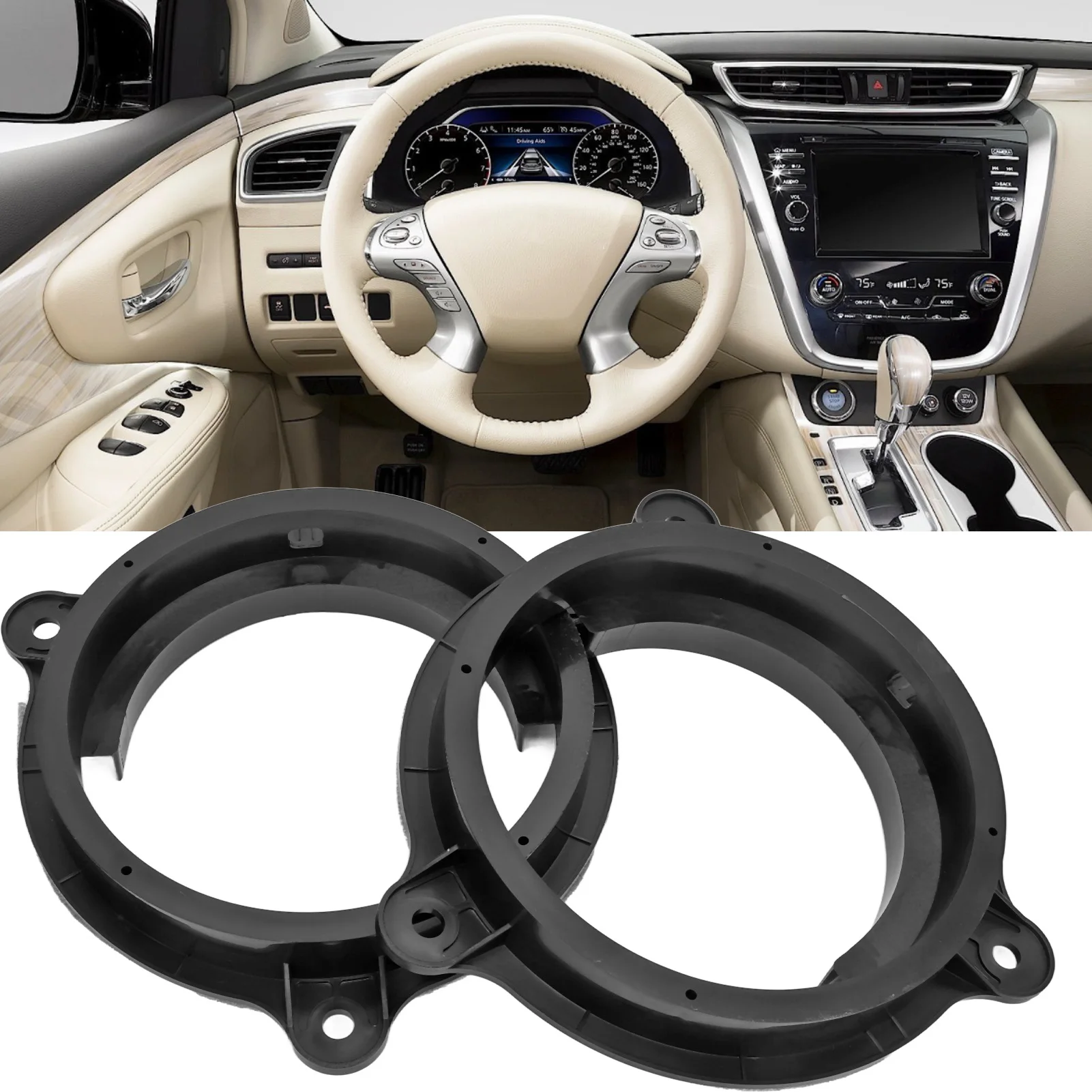 Instrument Panel Speaker 2pcs 6.5in Adapter Bracket Ring for Nissan Murano Sentra 2000‑