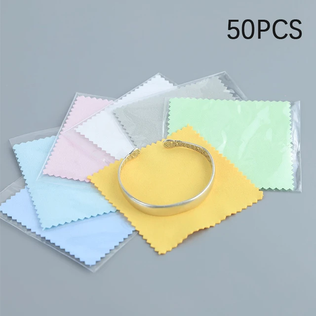 50Pcs Sterling Silver Polishing Cloth Silver Color Cleaning Cloths With  Individually Package Soft Clean For Jewelry