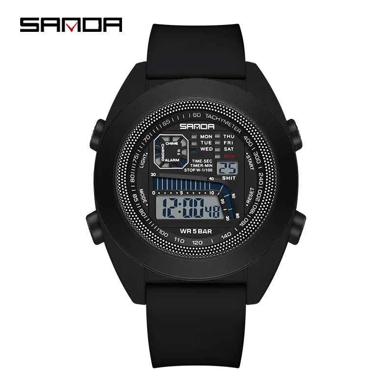 

Многофункциональные мужские спортивные цифровые водонепроницаемые наручные часы SANDA 9025 с силиконовой лентой, новые одноъядерные электронные часы