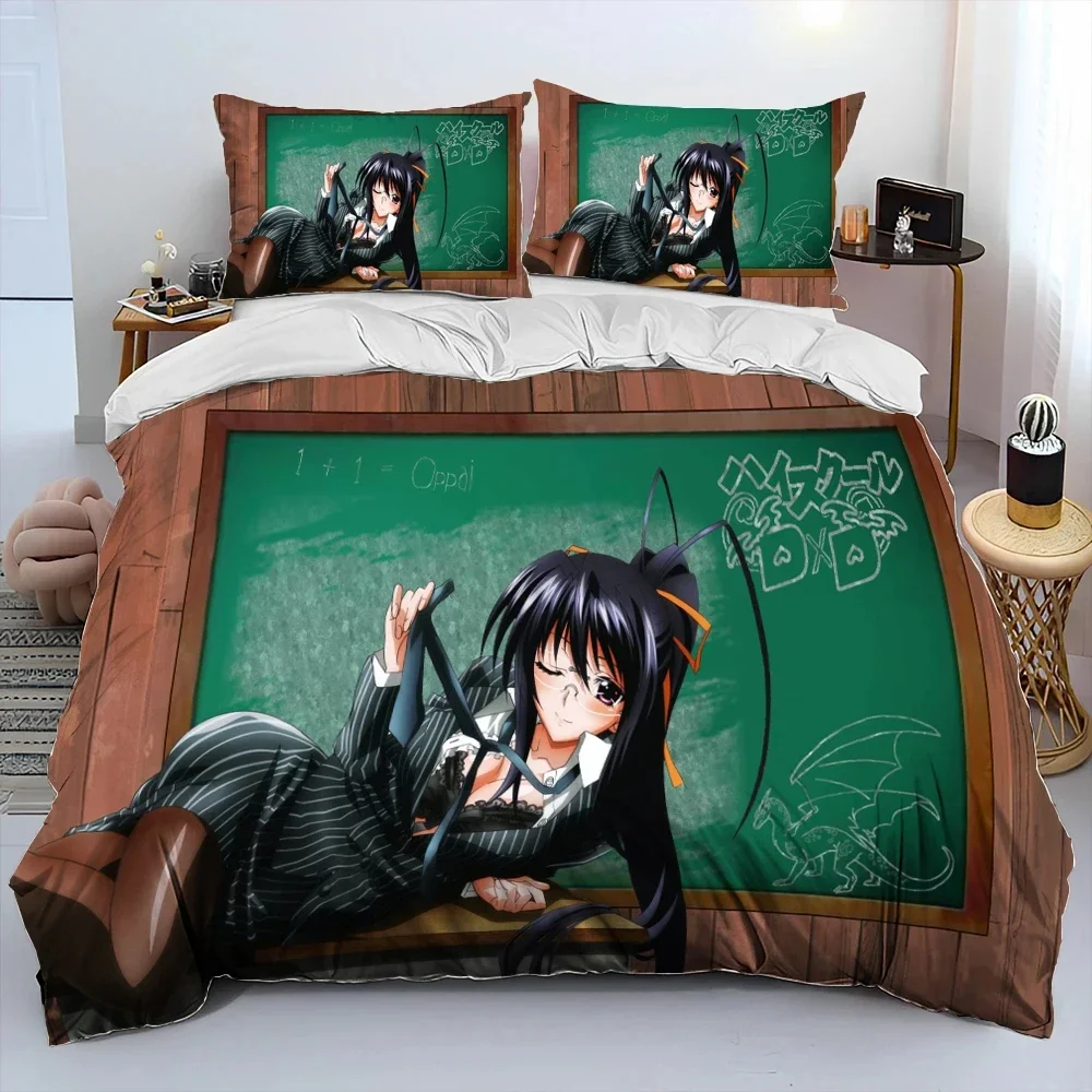 Sexy Girl High School DxD Anime Bedding Set Duvet Cover Bed Set Quilt Cover Pillowcase Comforter king Queen Size Boys Adult