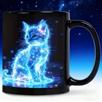 Tasse à café magique thermosensible en céramique, motif chat néon, changeant de couleur, réactive à la chaleur, cadeau pour les amoureux des chats 2