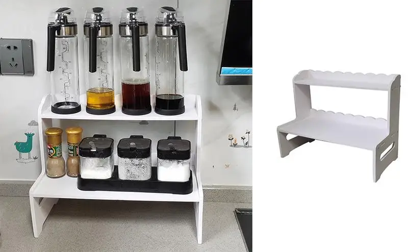 

Настольный стеллаж для хранения, Двухуровневая книжная полка, канцелярские принадлежности, органайзер для специй, экономия места, держатели для хранения кухонных шкафов и офисов