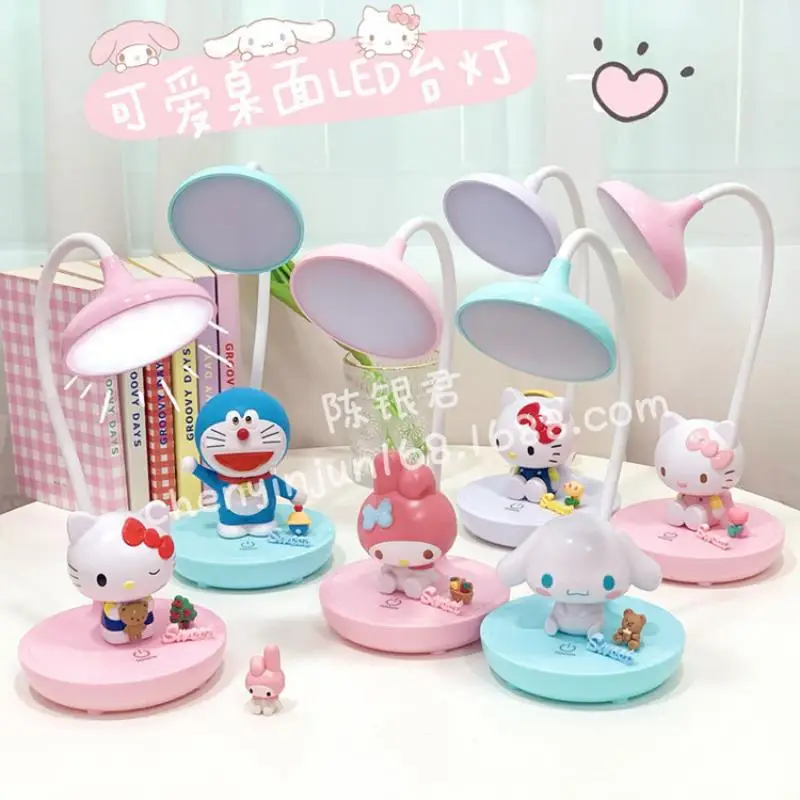 

Sanrios Kittys My Melody Cinnamoroll Милая мультяшная настольная лампа сенсорная Usb зарядка функция ночного освещения 360 градусов реверсивная прикроватная лампа