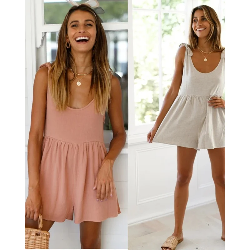 JKW Women's Lace-up Vest Jumpsuit