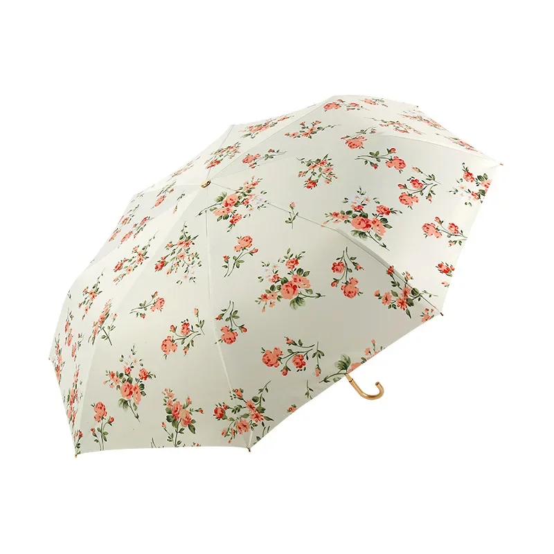 

Colored Ladies' Light Curved Folding Rubber Sunshade , Hook, Ultra Princess Umbrella French Floral