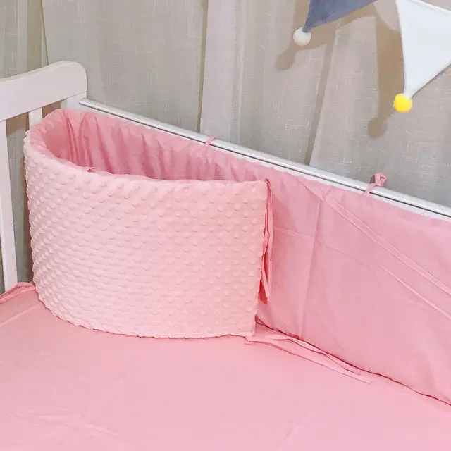 Foldable One-piece Crib Bumpers Cotton Velvet Double-sided Use Baby Bumpers Removable Washable Newborn Bed Bumpers With Zipper 2