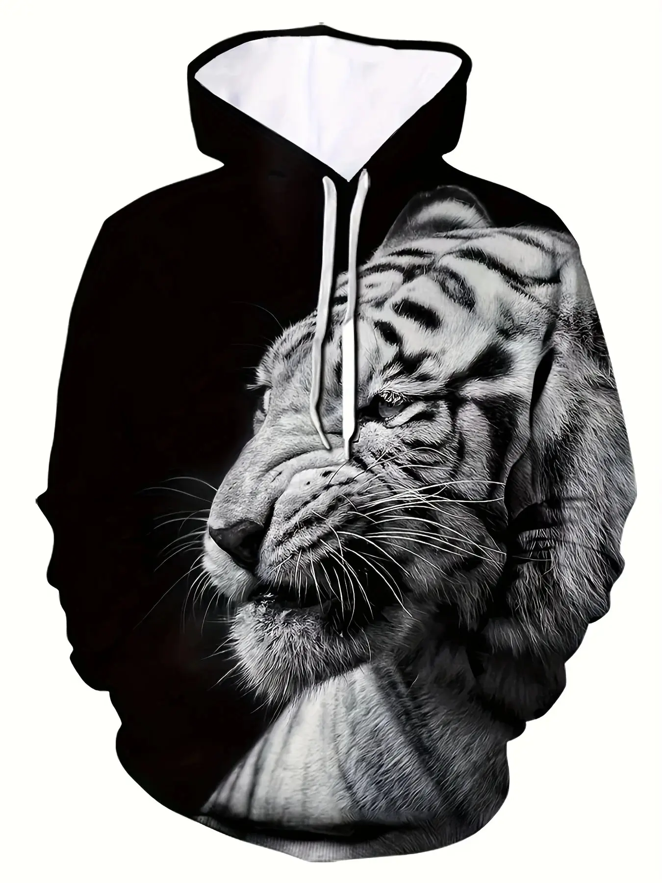 thumbnail image 1 of Sudadera con capucha con estampado 3D de tigre animal, temporada de primavera y otoño, jersey de moda para hombre de talla grande, camisa deportiva informal y fresca para exteriores, 1 of 5