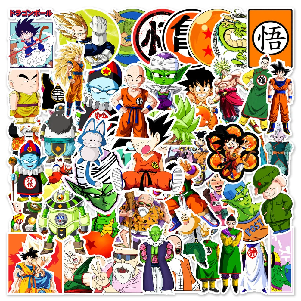 50/100pcs Anime Dragon Ball Stickers for Kids DIY Graffiti Skateboard Laptop Water Bottle Motorcycle Cartoon Toy Decals