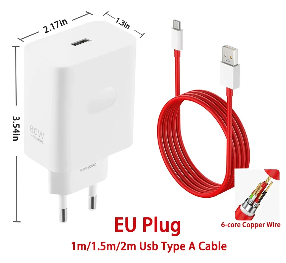 OPPO SuperVOOC 100W/80W Fast Charger - EU/US Adapter