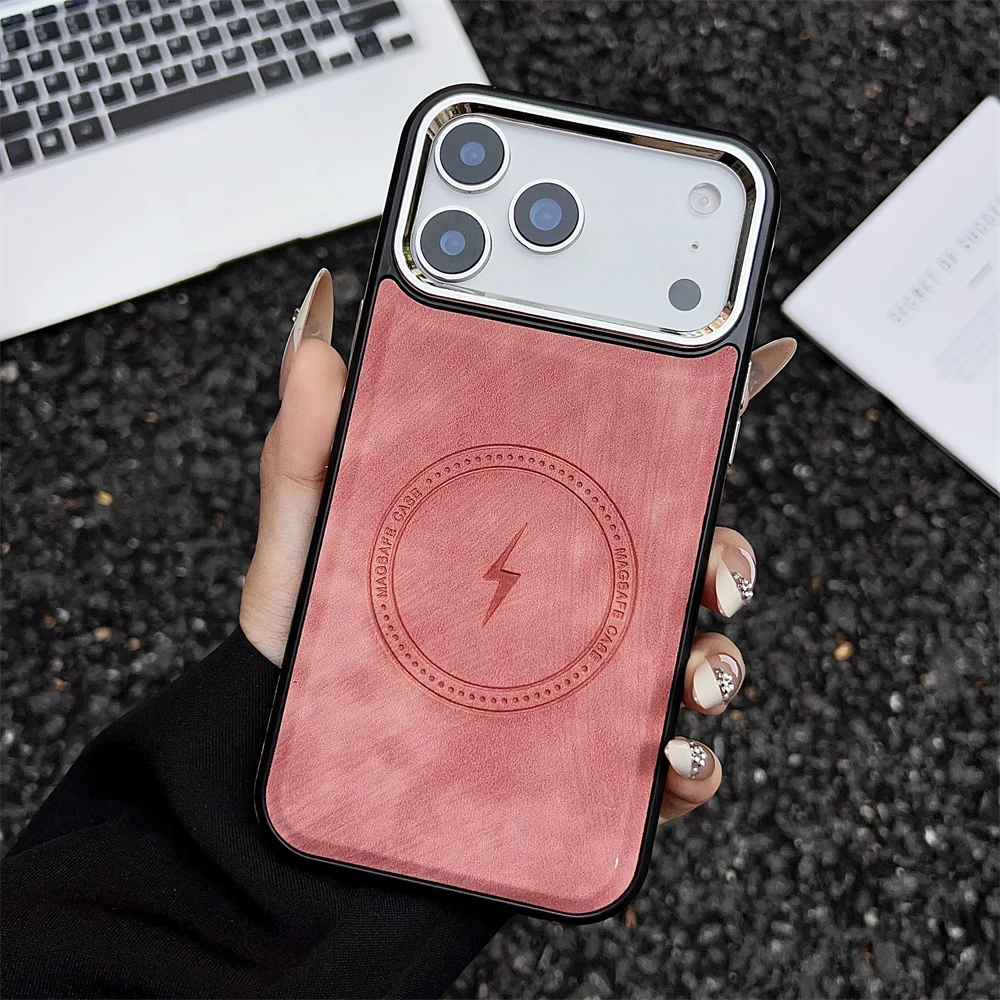 Premium Magnetic Leather Wireless Charging Case with Shockproof Protection
