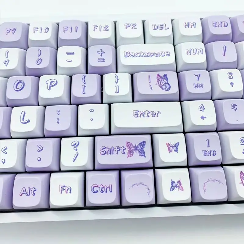 

Бабочка 115 ключей PBT XDA Keycap Сублимация белый и фиолетовый девушки милый мяч Keycap механическая клавиатура Cap выделенный полный комплект