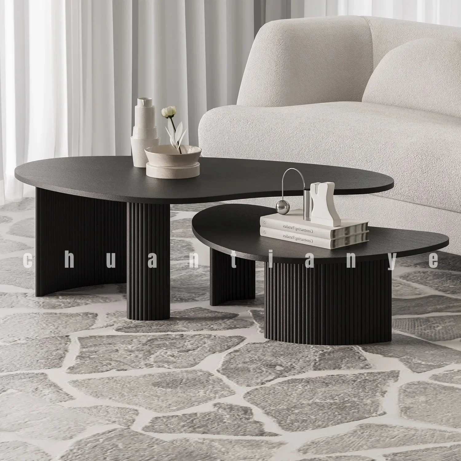 Mezzaluna Divano A Cerchio Nuovo Semplice Tavolo Nero Piccolo