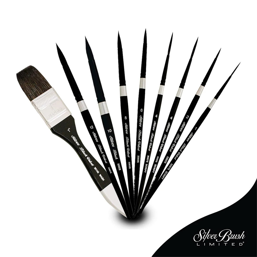 Silver Brush Black Velvet Watercolor Brush Liner 6 - Wet Paint