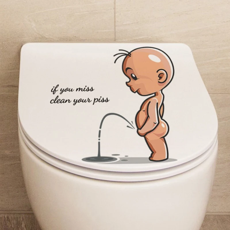 Cartoon Funny Warning Toilet Stickers Bambino Minzione Coperchio Del Water Wc Door Sticker Rimovibile Autoadesivo Decor Paper Household
