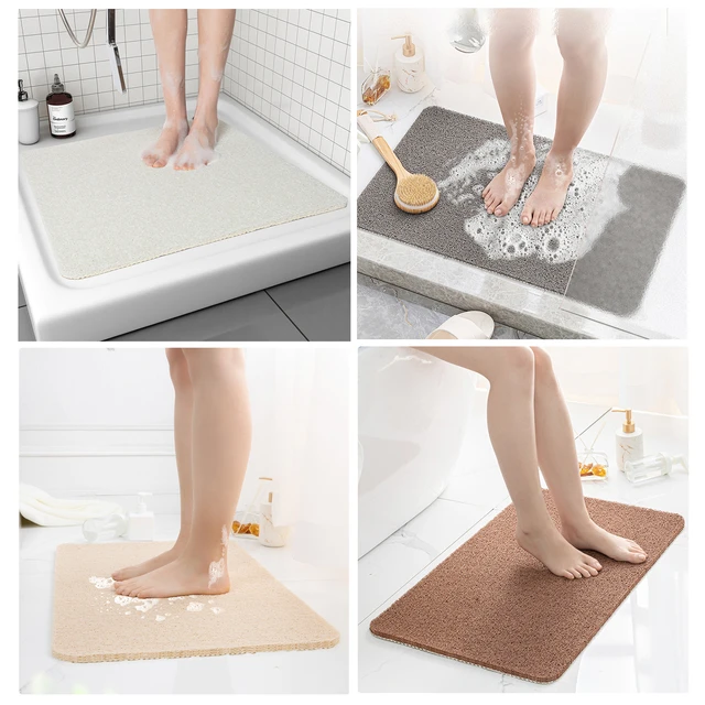 Non-Slip Shower Mat with Drain Bath Mat Quick Drying PVC Loofah for Tub  Shower Bathroom Phthalate Free