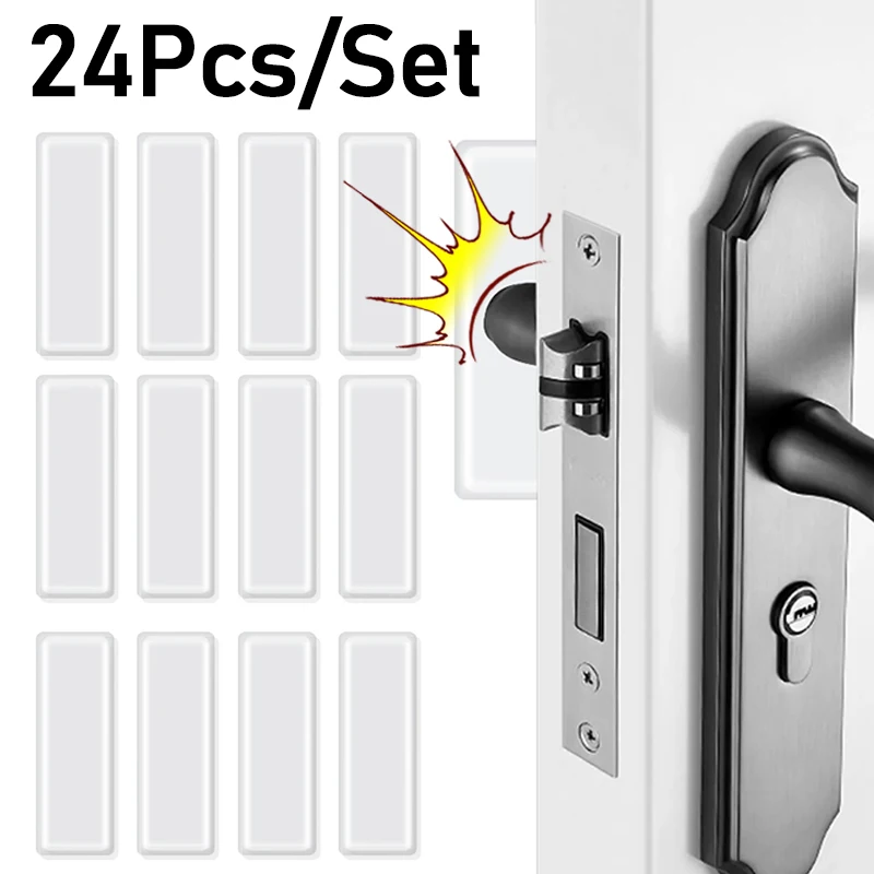 24/8Pcs Silicone Doors Stop Self Adhesive Anti-collision Door Handle Buffer Walls Furniture Protector Pads Mute Crash Sticker
