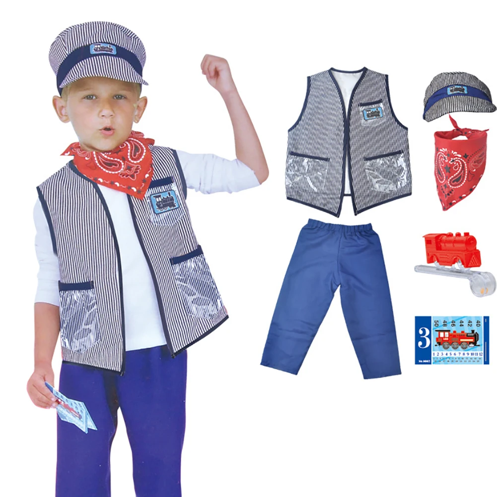 Princess Pretend Toys Kids Train Engineer Conductor Costume For Prom Performance