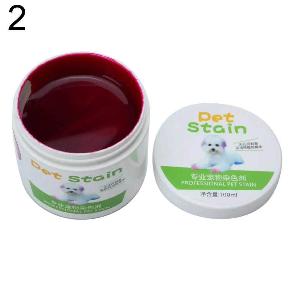 100ml Harmless Semi-permanent Fur Coloring Grooming Pet Dog Cat Hair Dye Gel Pet Dog Cats Gel Animals Hair Bright Coloring Cream