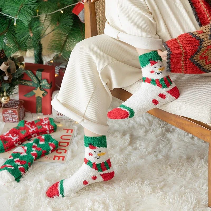 

Coral Velvet Christmas Socks for Women Fall Winter Sleeping Calf Thickened Warm Home Fall Winter Plush Floor Sleeping Socks