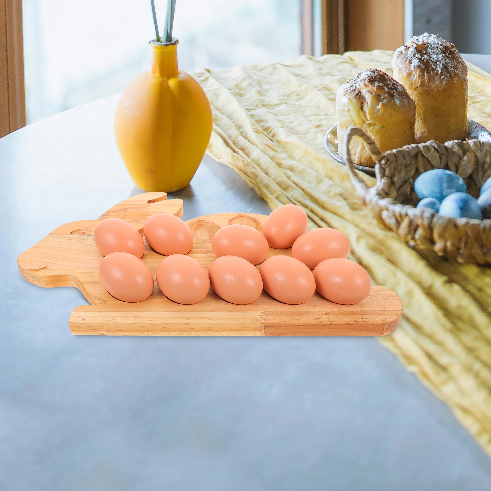 Deviled Egg Tray Appetizer Egg Serving Platter Wooden Egg Tray Easter Egg Storage Serving Holder Rabbit Deviled Egg Platter 5