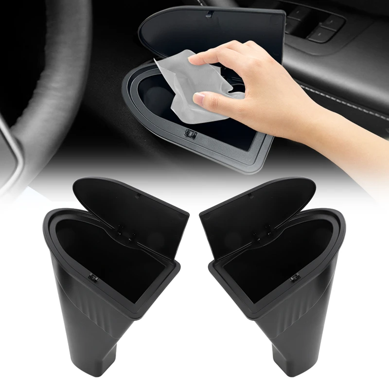 Rear Seat Press Type Trash Can for Tesla Model Y Front Door Organizer Storage Box Interior Storage Auto Modification Accessories