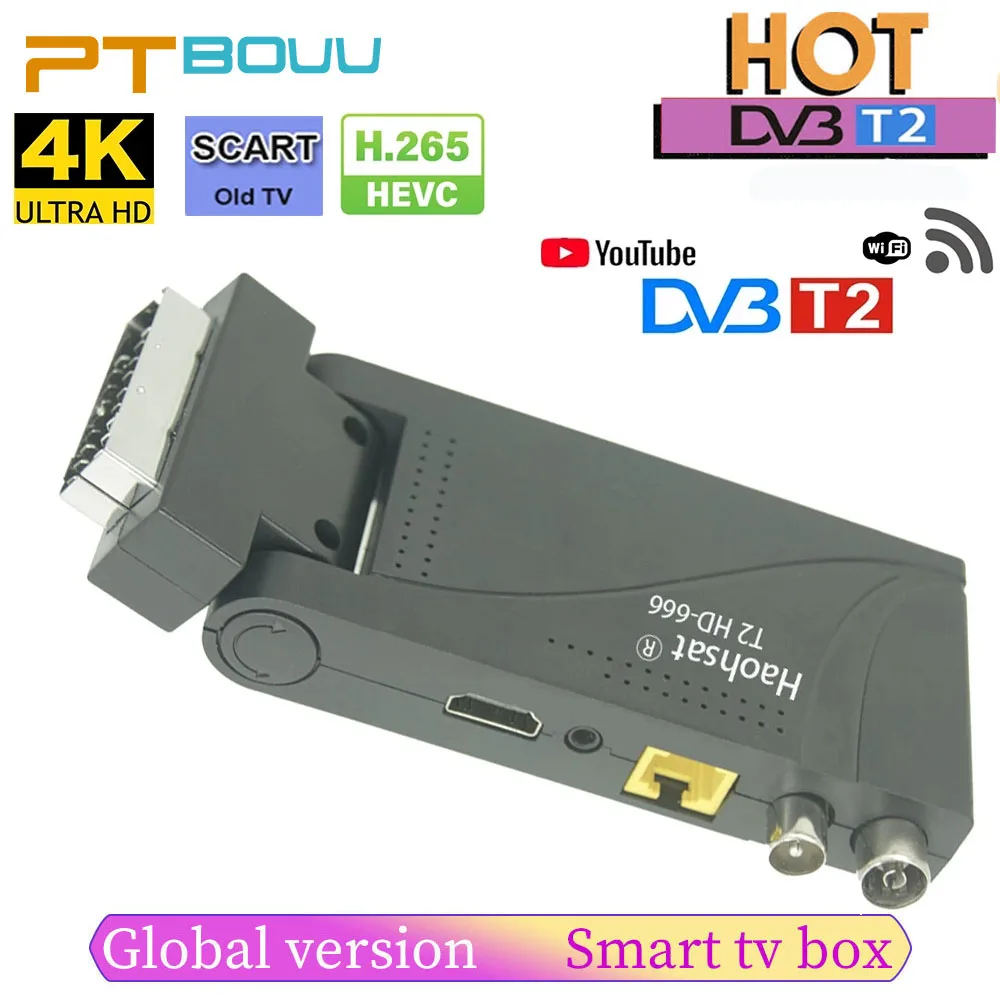 Haohsat DVB T2 HD-666 Scart HD поддерживает H.265 HEVC 10-битный наземный приемник комбинированный