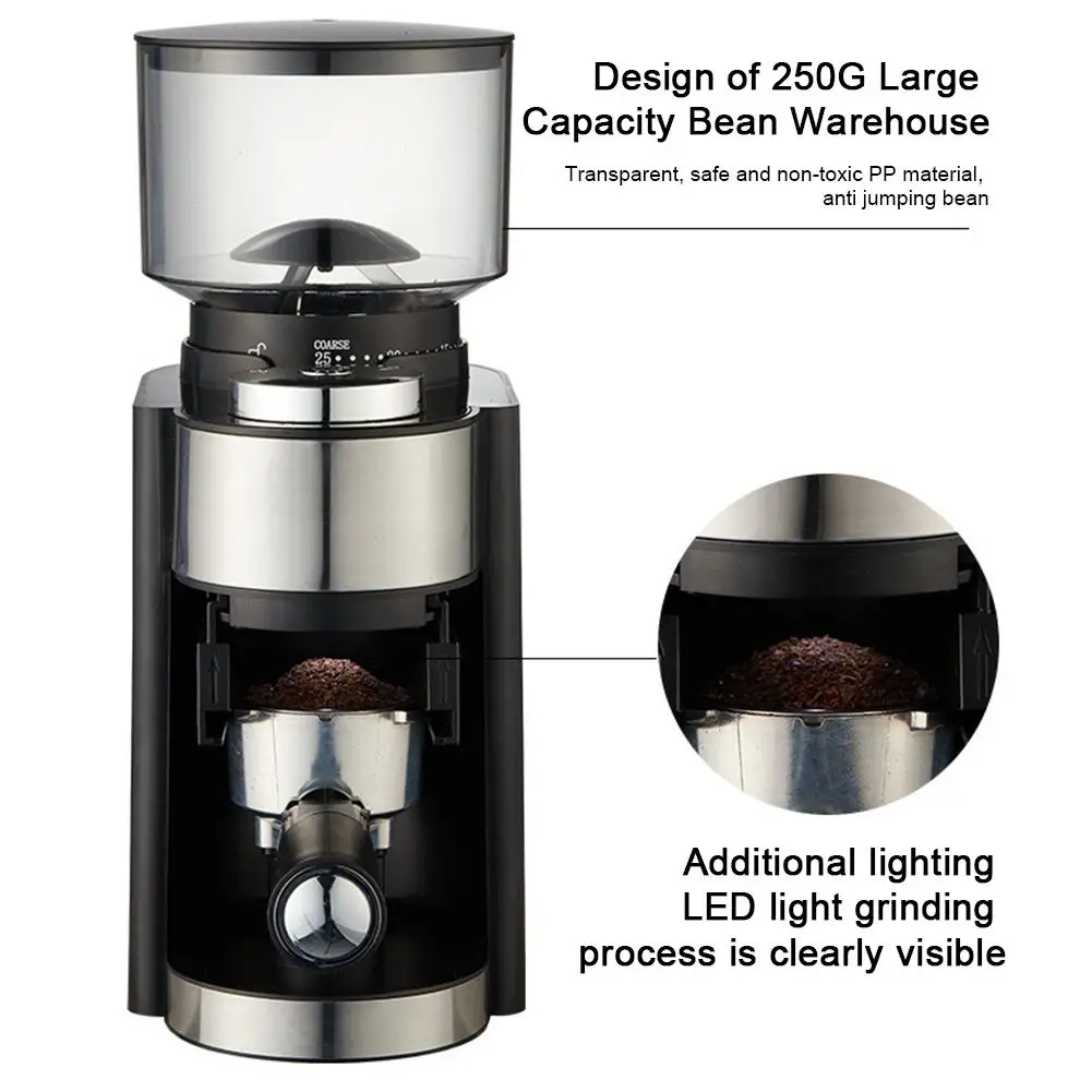Electric Burr Coffee Grinder with LED Digital Control,200W Espresso Grinder  Coffee Grinder Electric with Time Display, Black - AliExpress