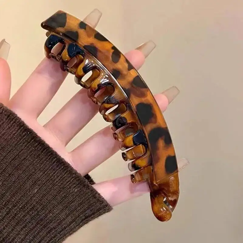 Haarschmuck Schildpatt-Bananen-Haarspange Fischförmige Haarnadel für Damen Haaraccessoires Haarklammern Twist-Klammer Pferdeschwanz-Haarspangen – Detail 2