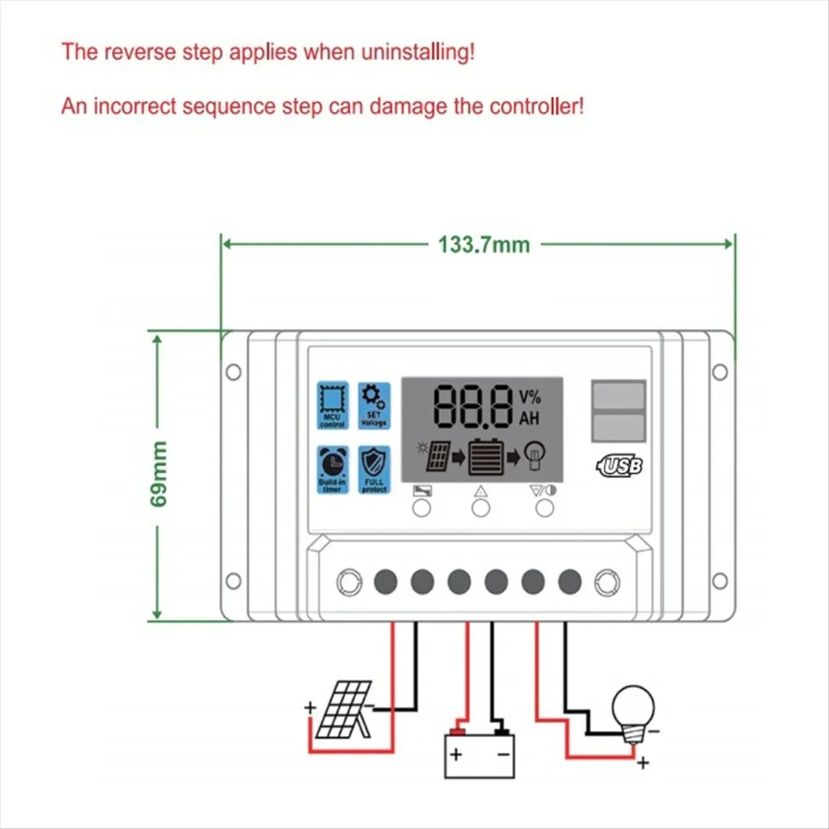 A10R 태양광 컨트롤러 12V/11.1V/12.8V(태양광 발전용 USB 포함) 20A