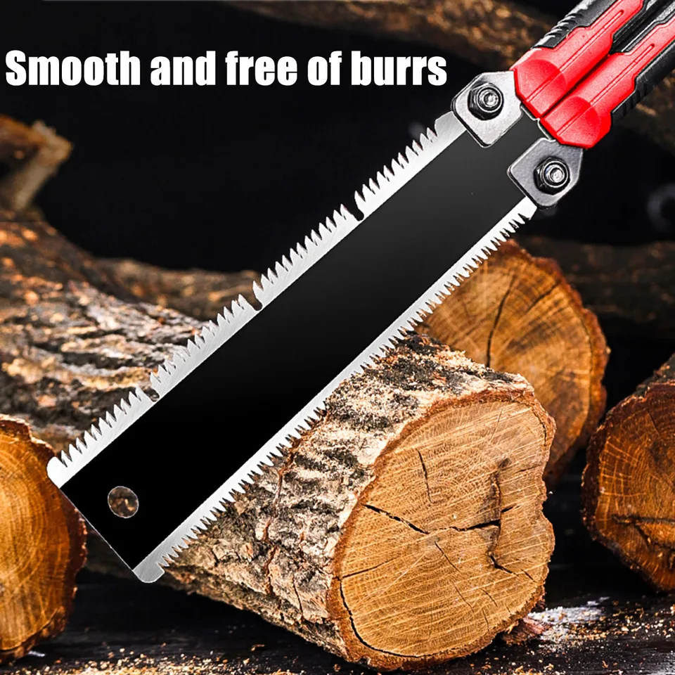8-Inch Folding Hand Saw With SK5 Blade - Double Edge Woodworking & Pruning Saw For Camping & DIY