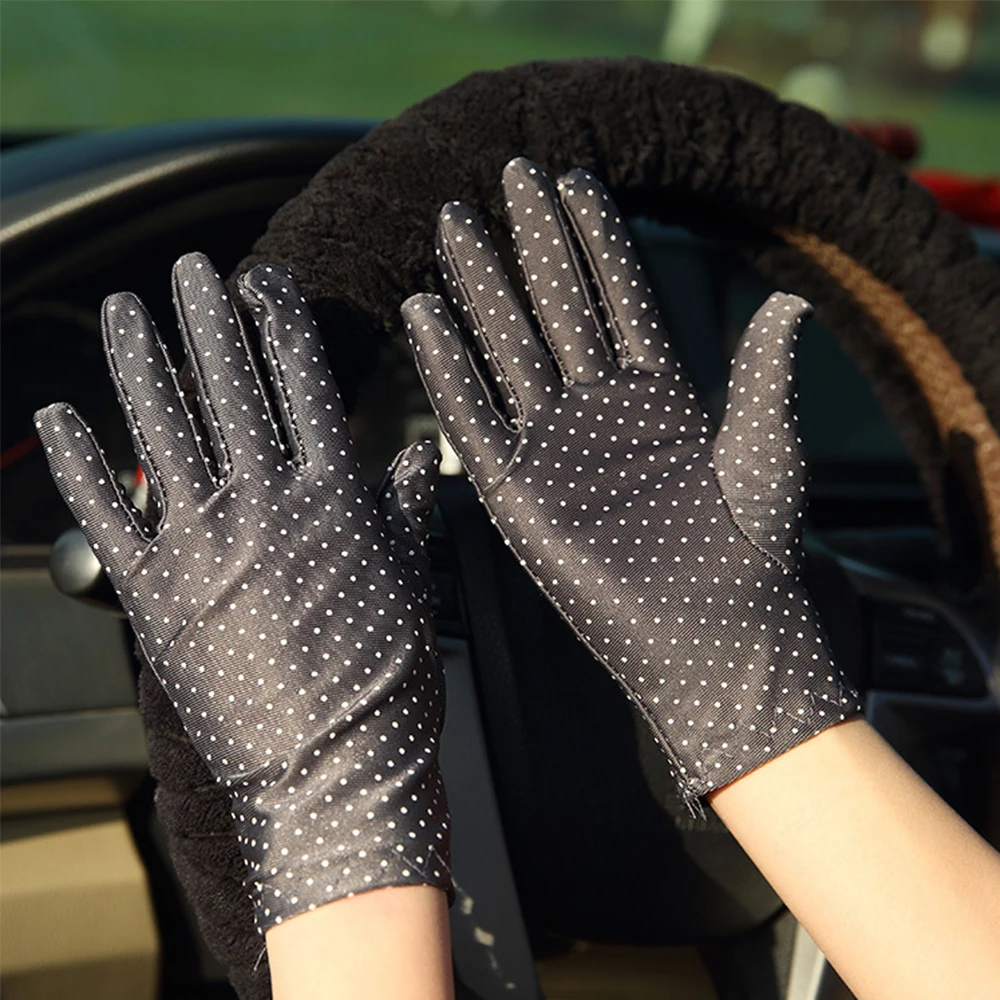 Fashion 1Pair Summer Spandex Elastic Spring Driving Gloves Sunscreen Dots Gloves Women Gloves