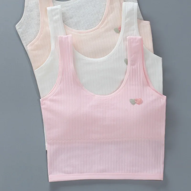 Girls' Tank Top Extended Lingerie Children's Bra Cotton Student Bra Strap Suitable for Both Internal and External Wear 8-16Y training bra cotton bra girls lingerie sets