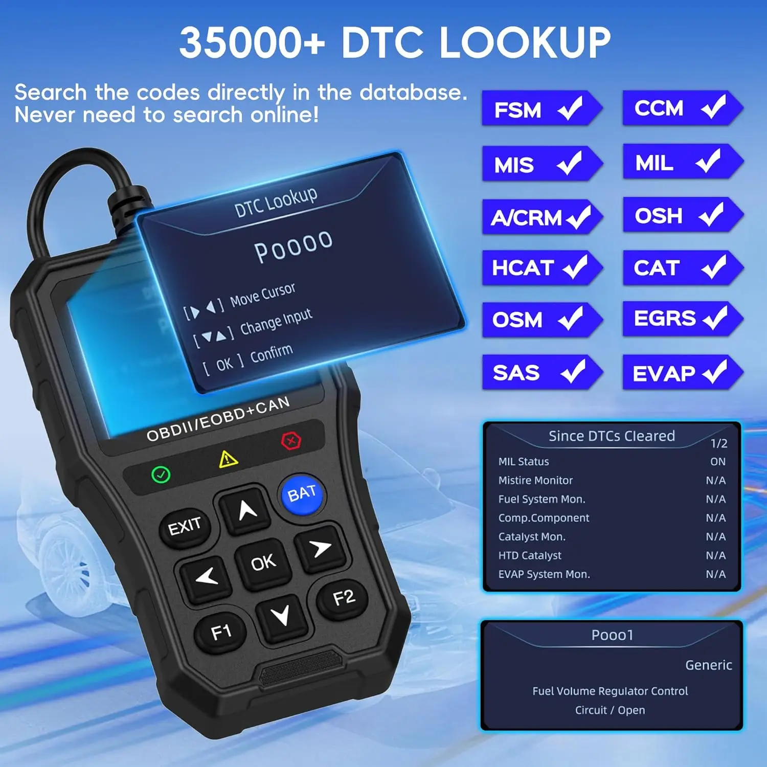 Multilingual Automotive Diagnostic Tool Battery Tester Check Engine System Fault Code Reader YM519 OBD2 Scanner 2
