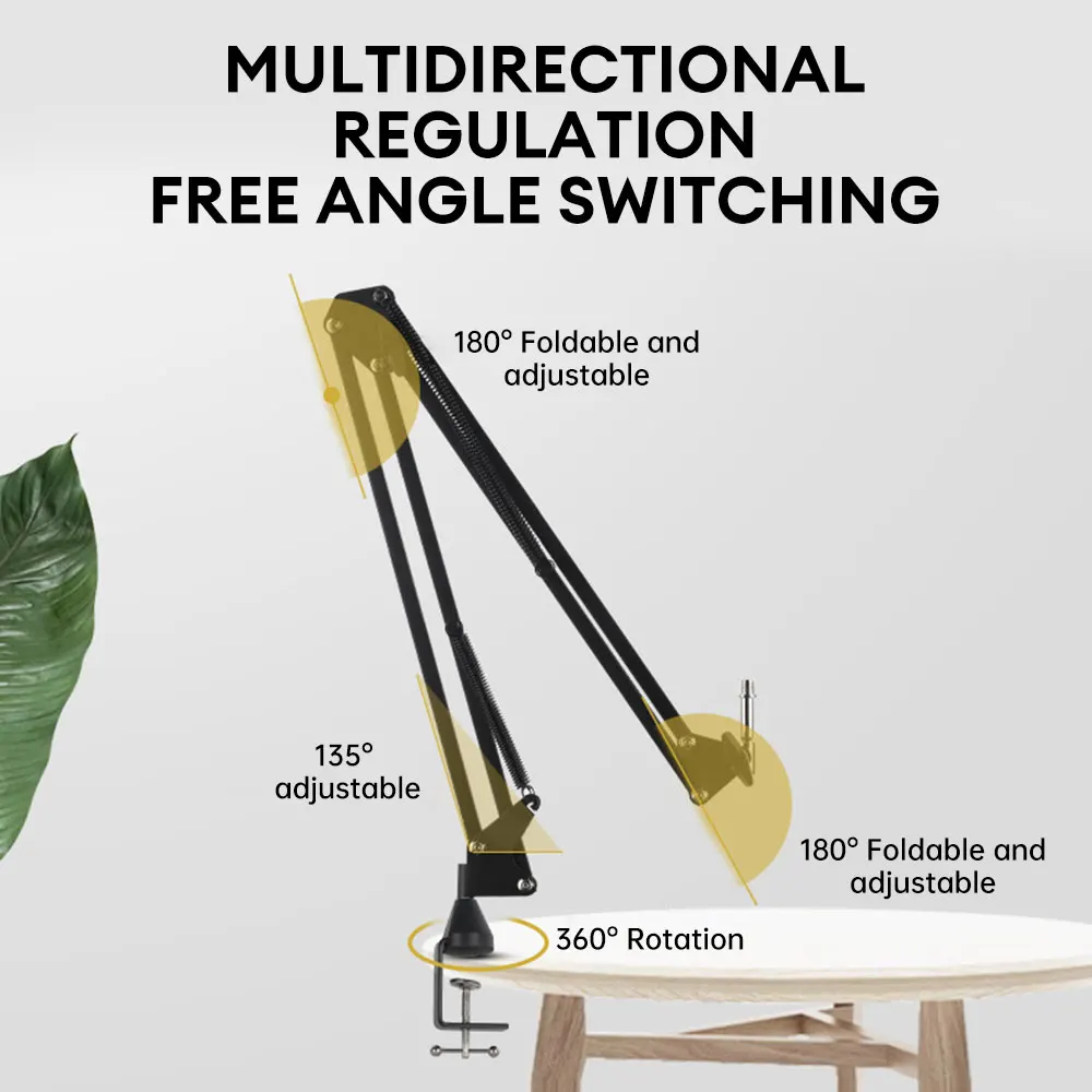 Adjustable Cantilever Bracket Desktop Microphone Suspension Boom Scissor Arm Stand Mic Clip Holder For Recording Live Broadcast