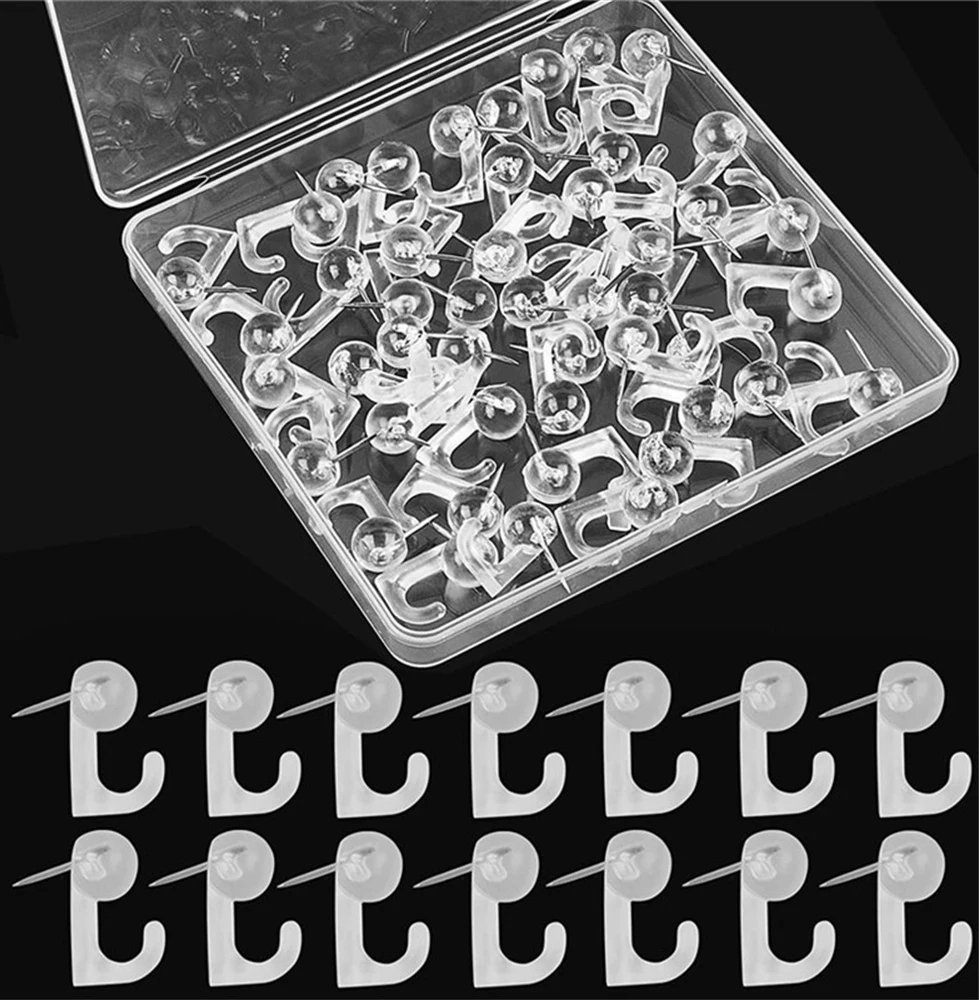 50 Pcs Push Pin Hooks Plastic Heads Pin Tacks Wall Thumb Tacks Hanging Nails For Cork/Message BoardHome Office School Supplies push pins
