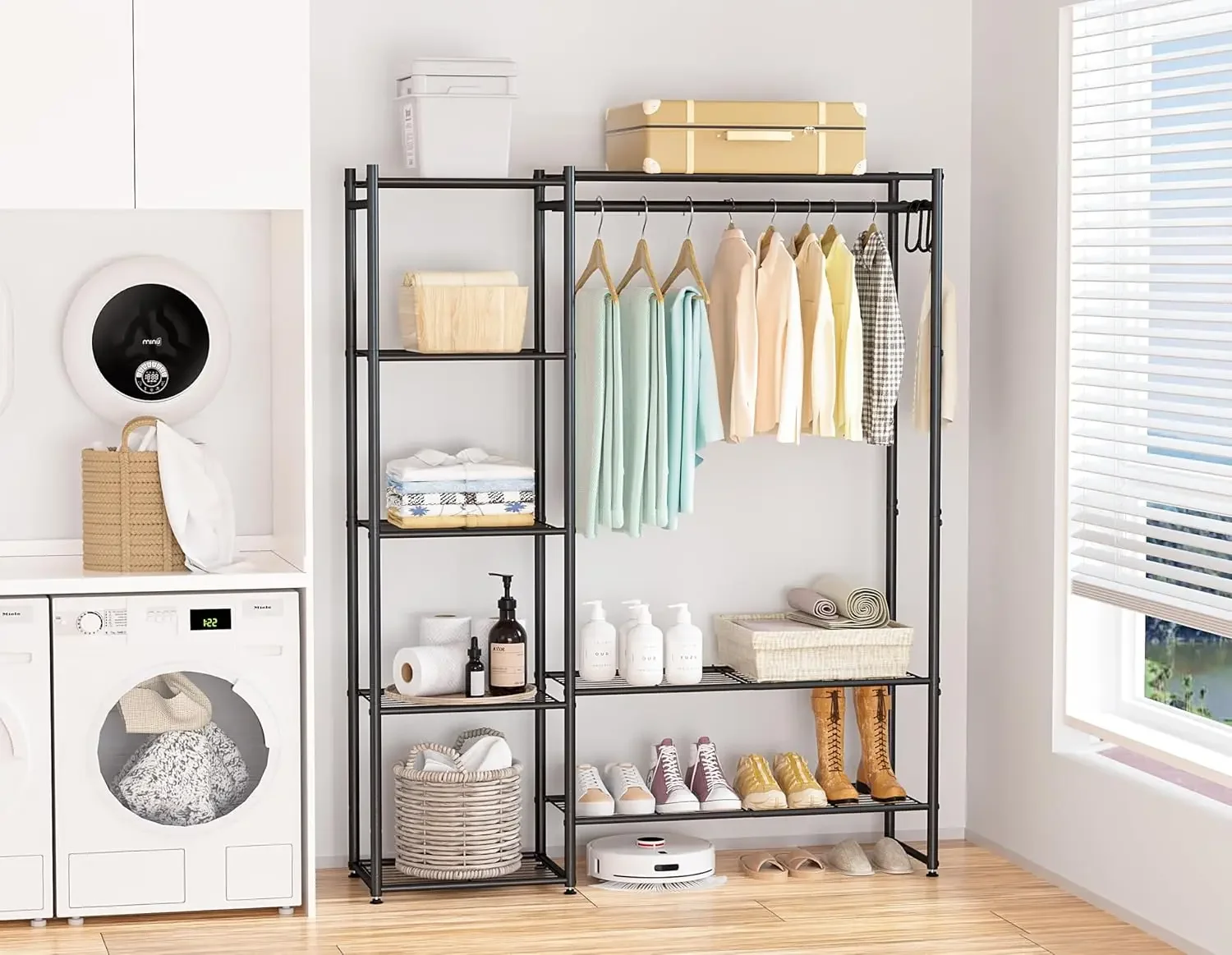 Wardrobe Closet, Portable Clothing Rack for Hanging Clothes, Free Standing Closet Organizers and Storage System with 4 Tiers She 3