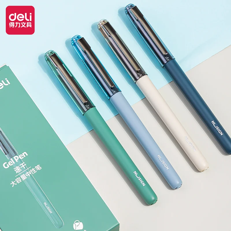 Deli 4pcs 0.5mm High-quality Pen Gel Pen Signature Pen Black Ink School Supplies Office Supplies Stationery For Writing 4pcs deli bq104 notepad pad notes sticky note kawaii memo pads office school stationery