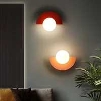 Nordic Simple Colored Glass Ball Wall Lamp LED Bedroom Bedside Designer Living Aisle Corridor Study Home Decor Wall Sconce Light 2