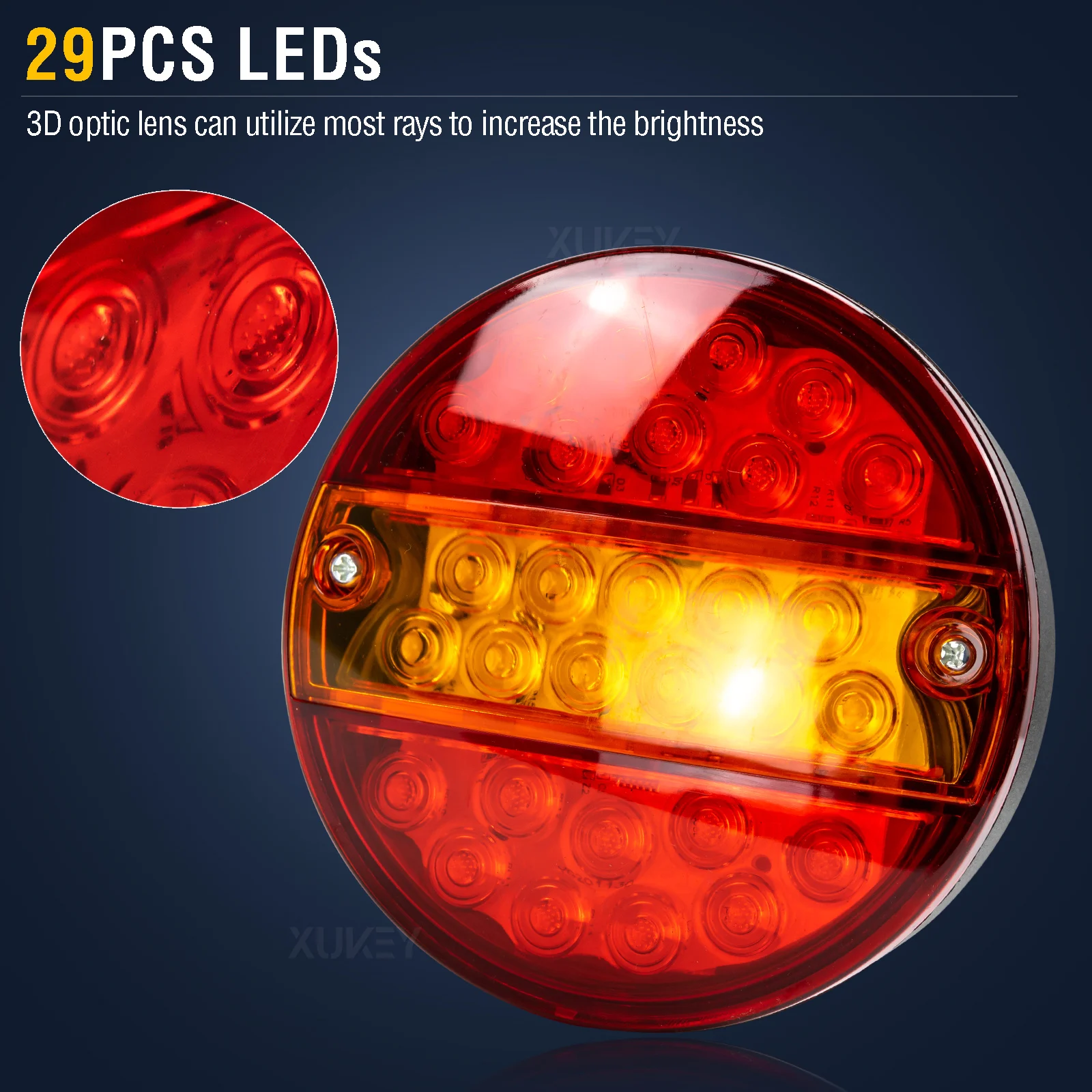 Trailer Tail Light 29 LED Round Hamburger Brake Light Waterproof Truck Rear Lights Stop Indicator Lamp 12V 24V Lorry Caravan Van led tail lights