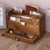 1PC Retro Wooden Desktop Drawer Style Storage Box Office Supplies Document Organizer Wood Box for Desktop Clutter Control 1