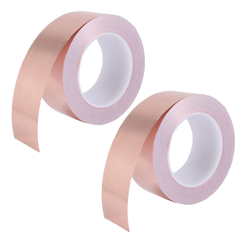 

New-2X Copper Foil Tape 50Mm X 30M For EMI Shielding Conductive Adhesive For Electrical Repairs,Snail Barrier Tape Guitar